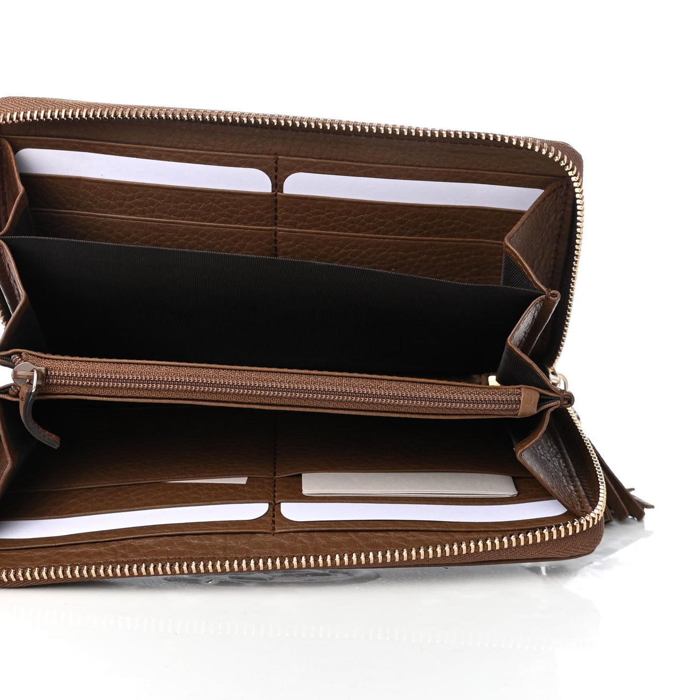 Pebbled Calfskin Soho Zip Around Wallet Brown