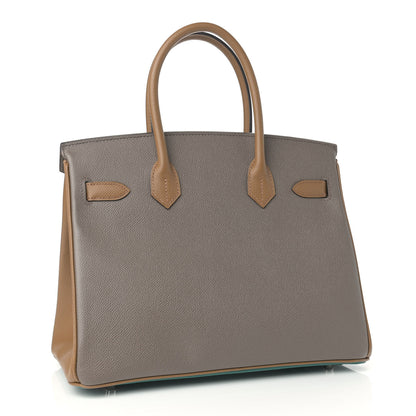 Hermes Epsom Horseshoe Birkin 30 Malachite Etain Caramel 3 of 10