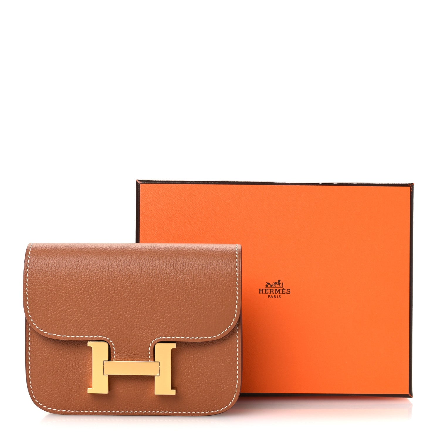 Hermes Evercolor Bi-Color Constance Slim Wallet Gold Lime 12 of 12