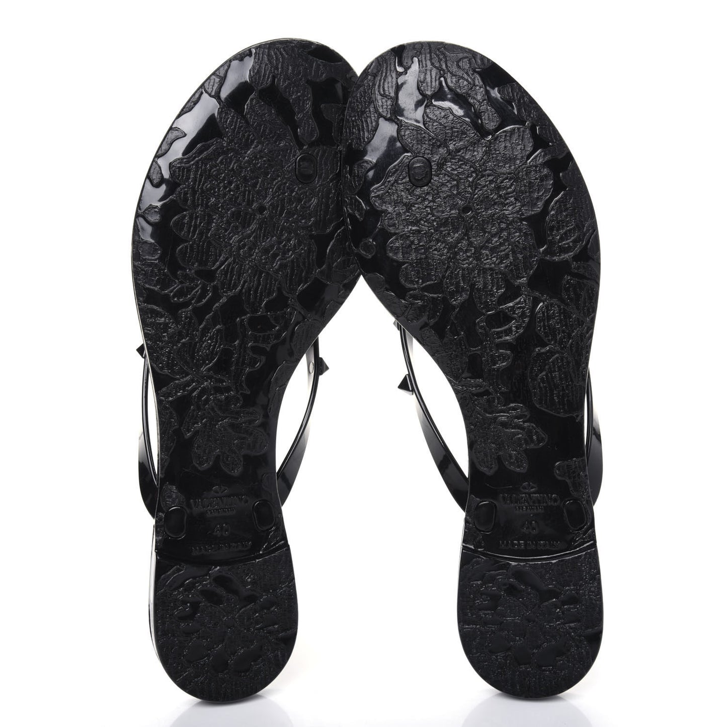 PVC Jelly Rockstud Bow Thong Sandals 40 Black
