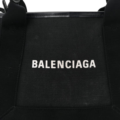 Balenciaga Cotton Canvas Calfskin Navy Cabas XS Black 9 of 11