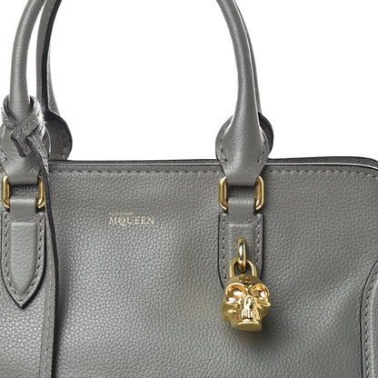 Alexander McQueen Pebbled Calfskin Small Skull Padlock Zip Around Tote Dark Grey 11 of 17