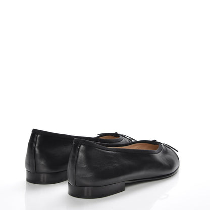 Chanel Lambskin Patent Cap Toe Ballerina Flats 38.5 Black 4 of 8
