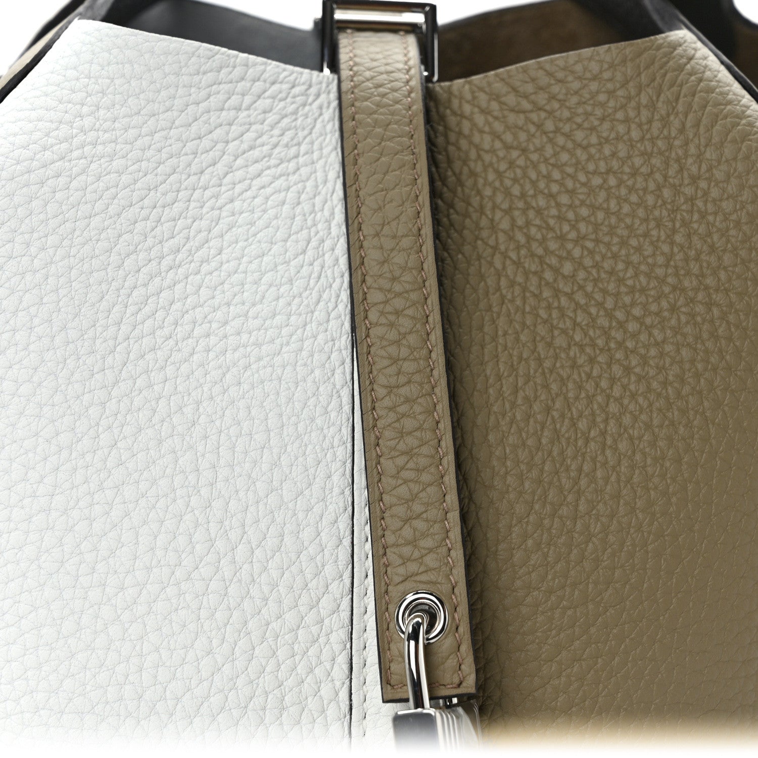 Hermes Taurillon Clemence Casaque Picotin Lock 18 PM Beige Marfa New White Macassar 8 of 11