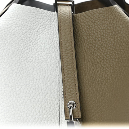 Hermes Taurillon Clemence Casaque Picotin Lock 18 PM Beige Marfa New White Macassar 8 of 11