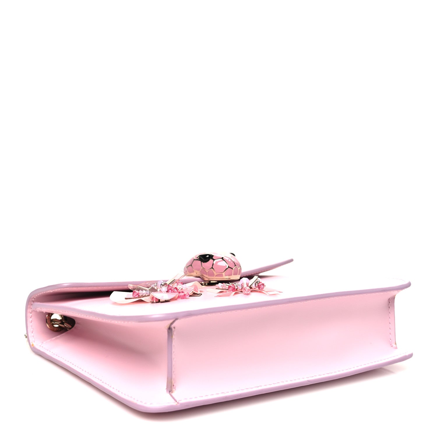 Bulgari Nappa Crystal Butterfly Embellished Serpenti Forever Crossbody Pink 4 of 10