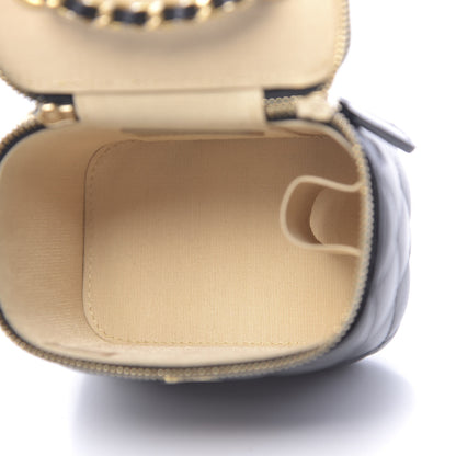 Chanel Lambskin Quilted Mini Pearl Crush Vanity Case With Chain Black 6 of 12