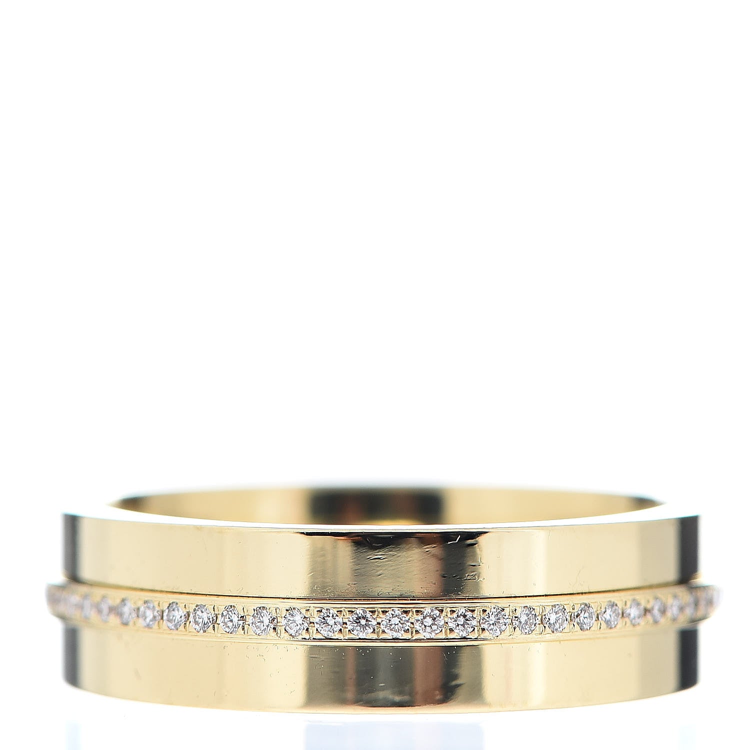 Tiffany 18K Yellow Gold Diamond Wide T Two Ring 54 7 2 of 4