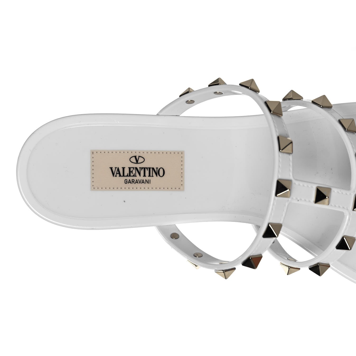Valentino Garavani PVC Jelly Rockstud Caged Flat Thong Sandals 41 Optic White 6 of 8