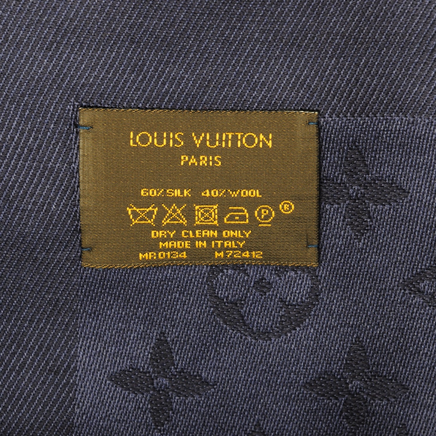 Louis Vuitton Silk Wool Monogram Shawl Night Blue 5 of 5