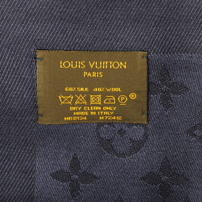 Louis Vuitton Silk Wool Monogram Shawl Night Blue 5 of 5