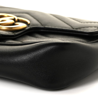 Gucci Calfskin Matelasse Super Mini GG Marmont Shoulder Bag Black 17 of 23
