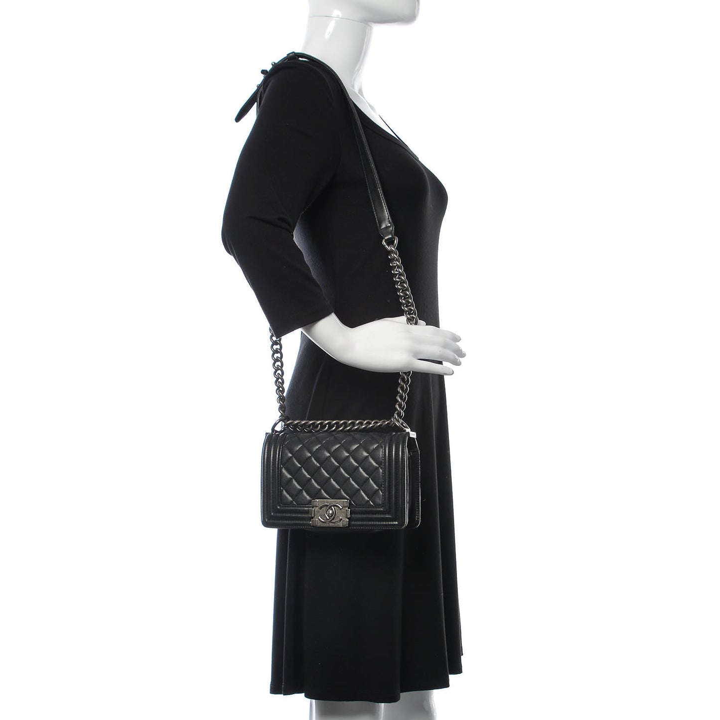Lambskin Quilted Small Boy Flap Black