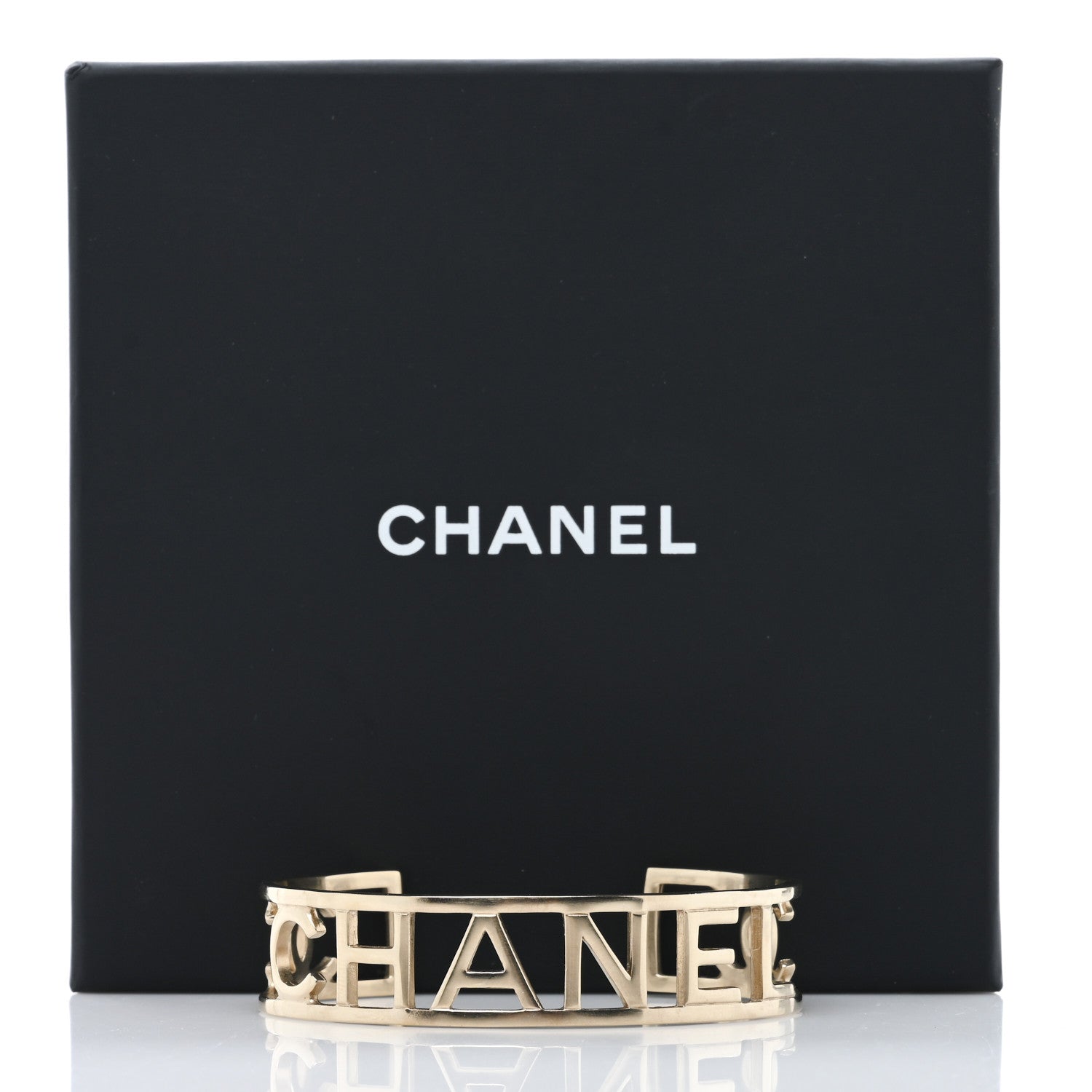 Chanel Metal Logo Cuff Bracelet Gold 5 of 5