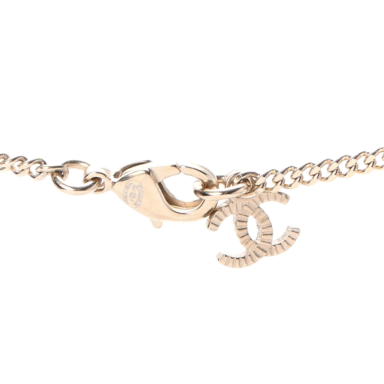 Chanel Crystal Pearl CC Necklace Pearly White Gold 4 of 5