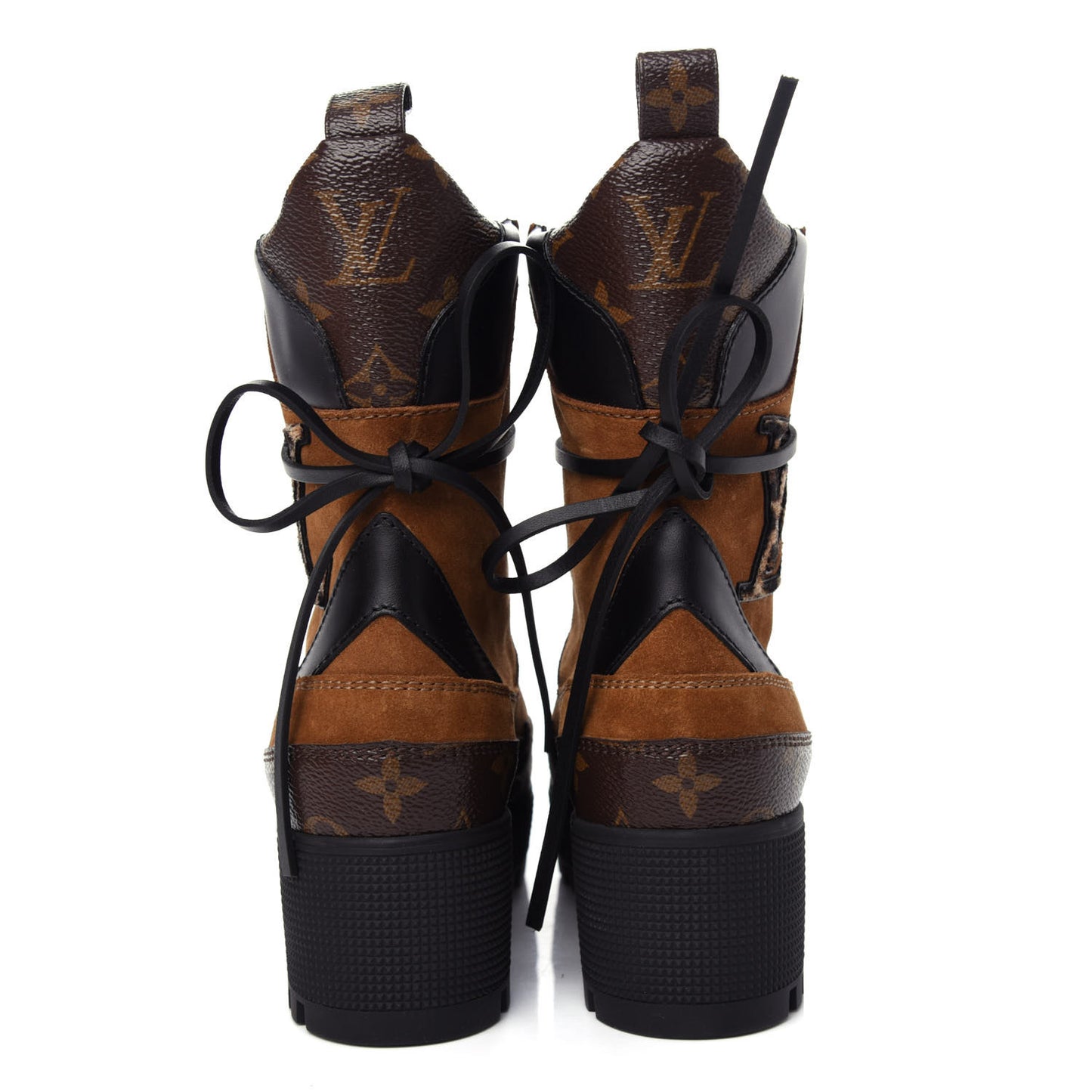 Suede Calfskin Monogram Laureate Platform Desert Boots 36 Cognac
