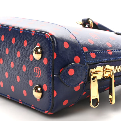 Gucci Shangai Calfskin Polka Dot Small Horsebit 1955 Top Handle Bag Blue Red 10 of 10