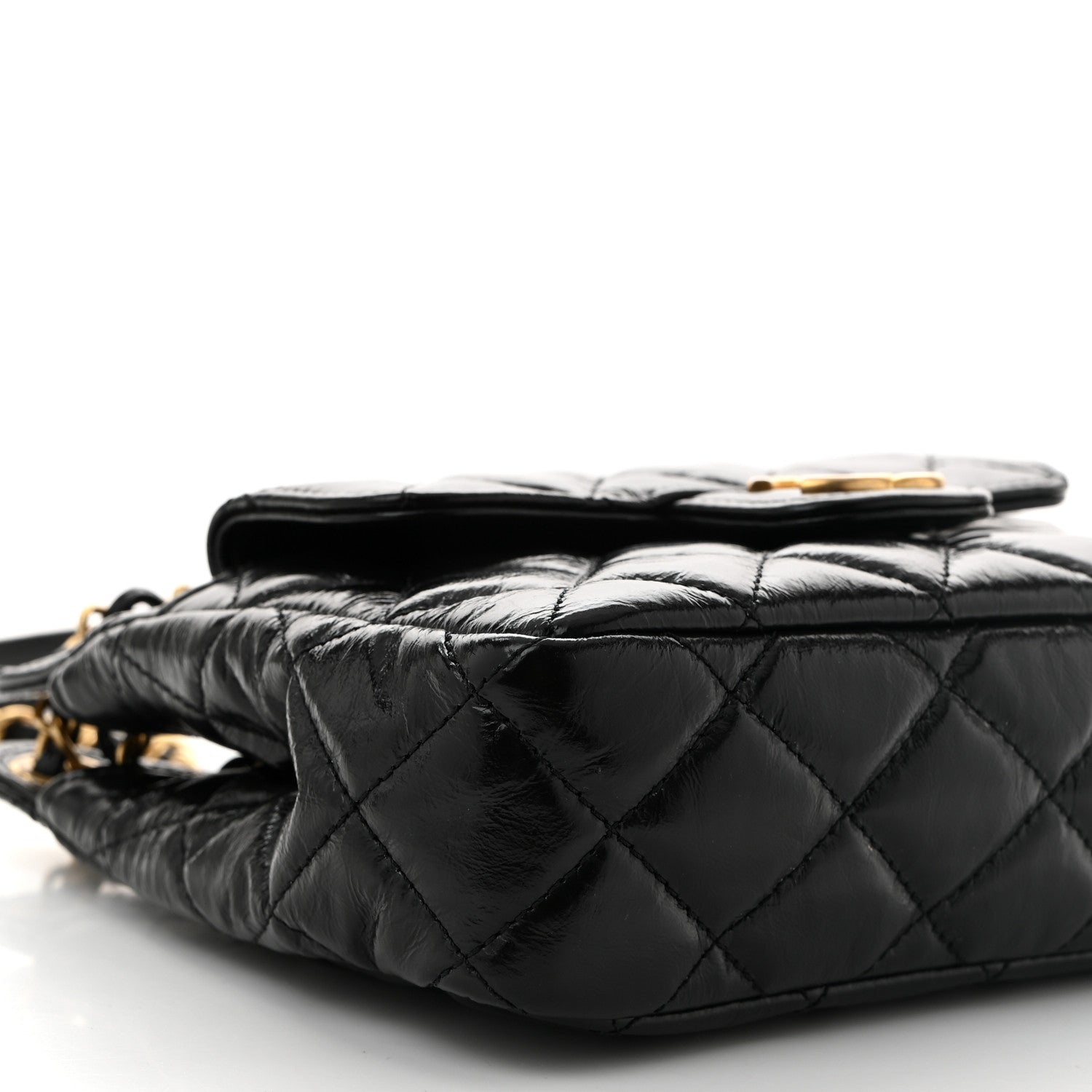 Chanel Shiny Crumpled Calfskin Quilted Small Wavy CC Hobo Black 9 of 10
