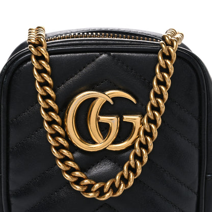 Gucci Calfskin Matelasse Mini GG Marmont Crossbody Bag Black 8 of 10