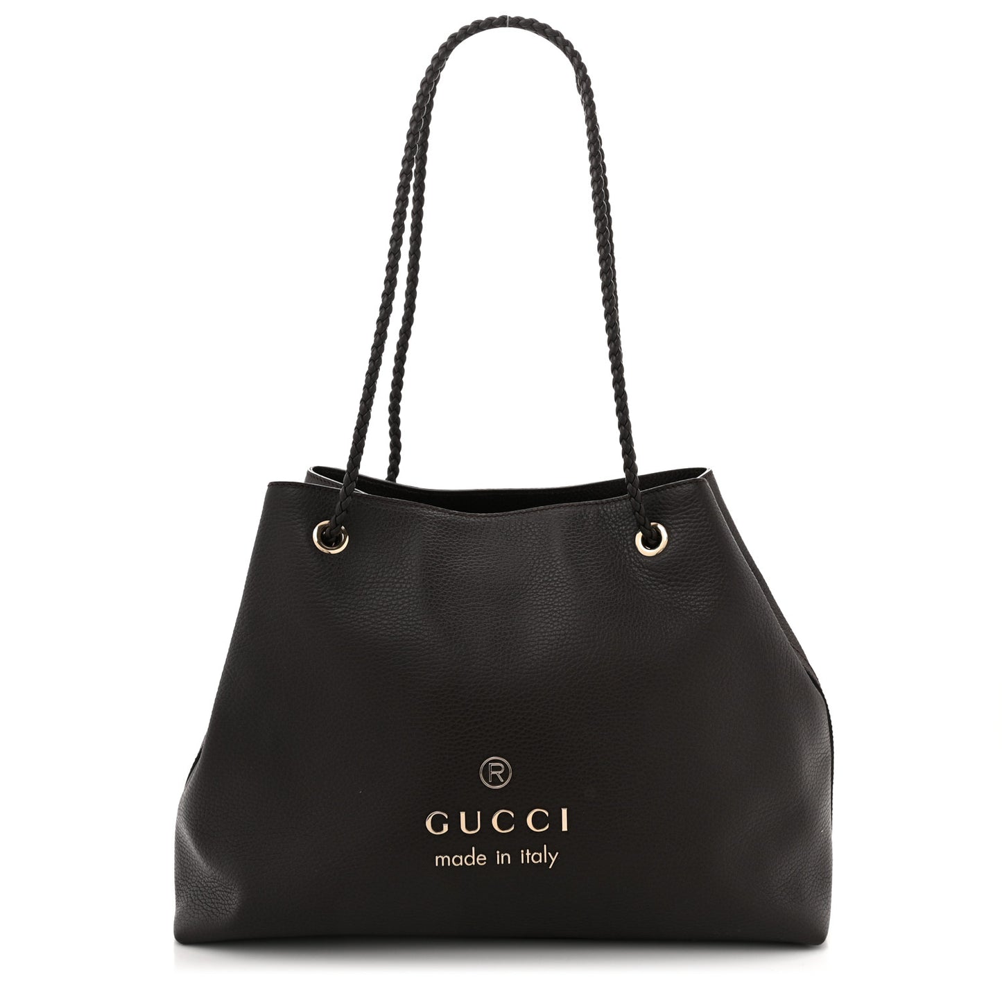 Calfskin Medium Braided Handle Gifford Tote Dark Brown
