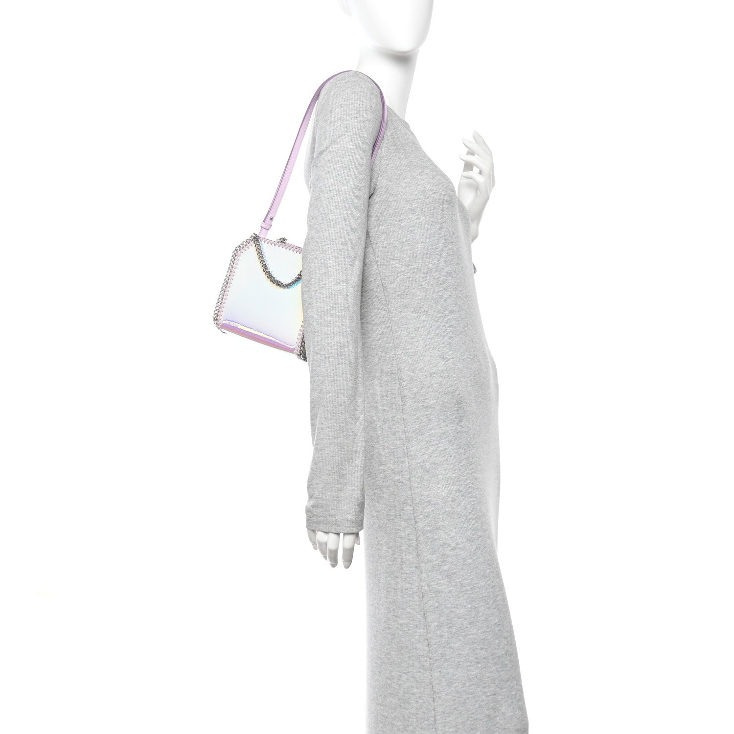 Stella McCartney Holographic Faux Leather Mini Falabella Silver 2 of 9