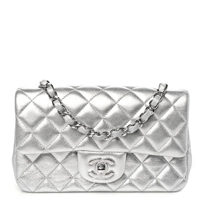 Chanel Metallic Lambskin Quilted Mini Rectangular Flap Silver 1 of 10