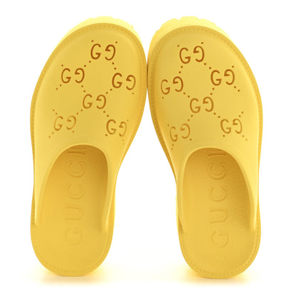 Gucci Rubber GG Monogram Perforated Elea Platform 55mm Lug Sole Sandals 37 Smile Yellow 2 of 11