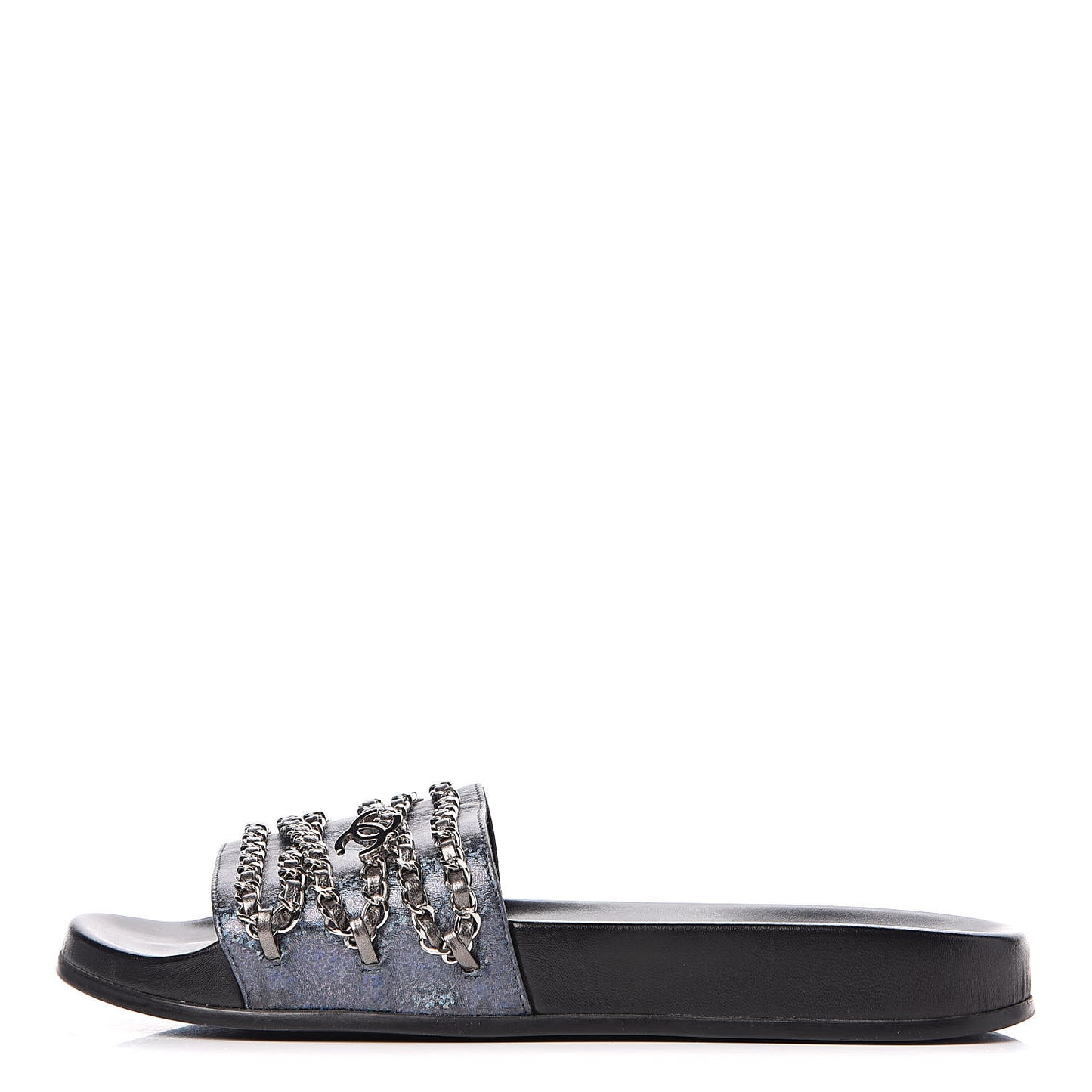 Fantasy Lambskin Chain Flat Sandals 41 Blue