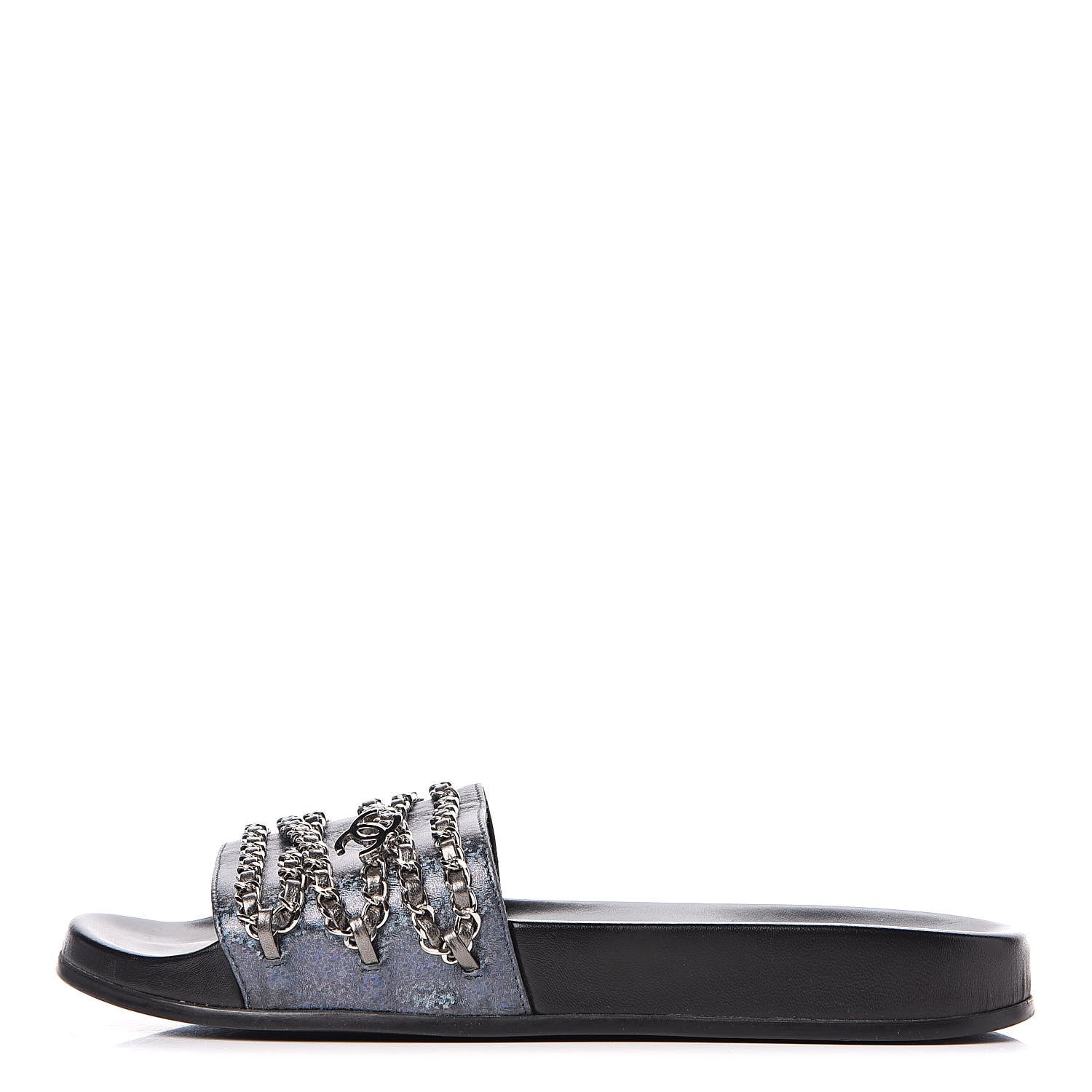Chanel Fantasy Lambskin Chain Flat Sandals 41 Blue 1 of 10