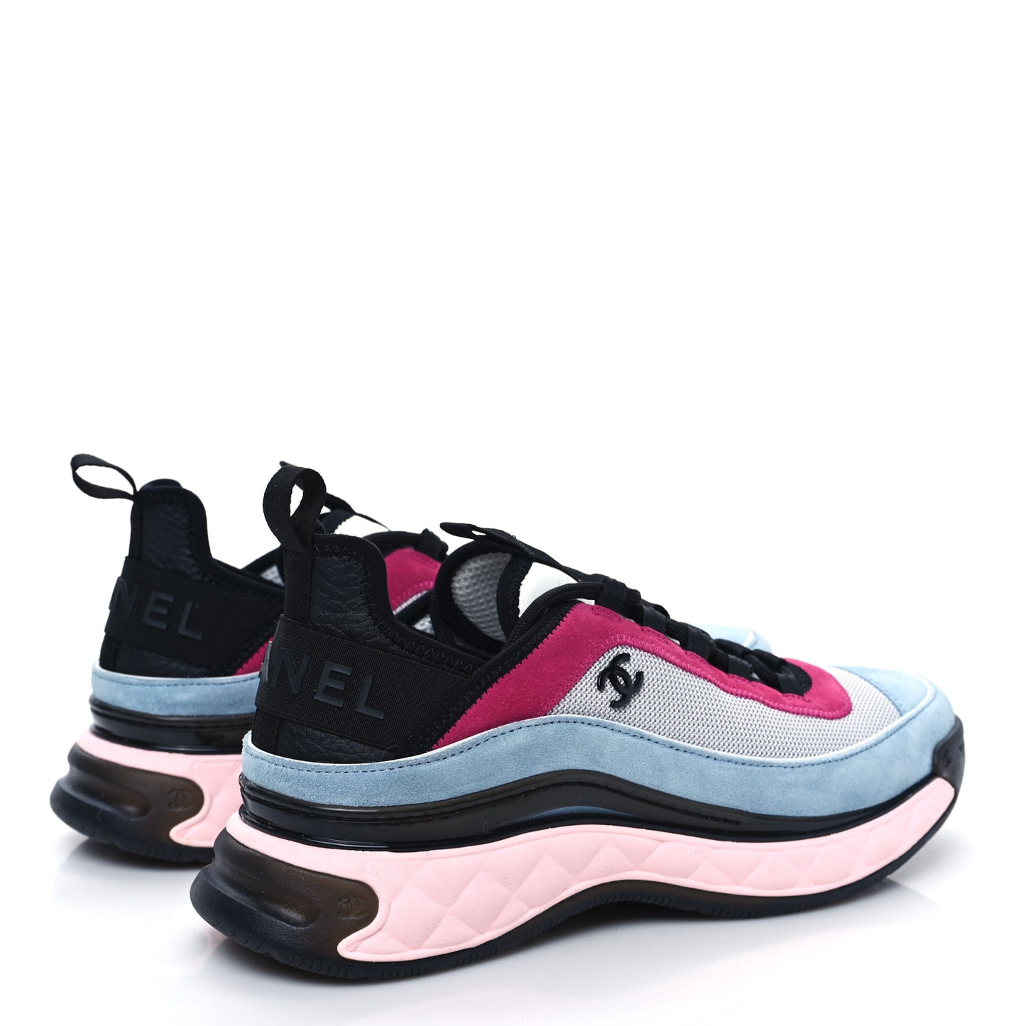 Fabric Suede CC Sneakers 40.5 Blue Beige Pink