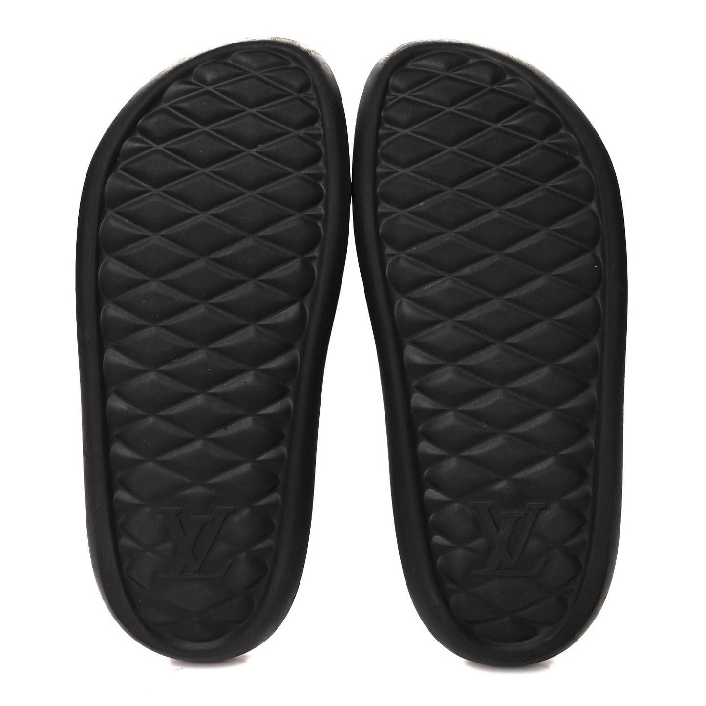 Rubber Embossed Monogram Mens Waterfront Mules 10 Black