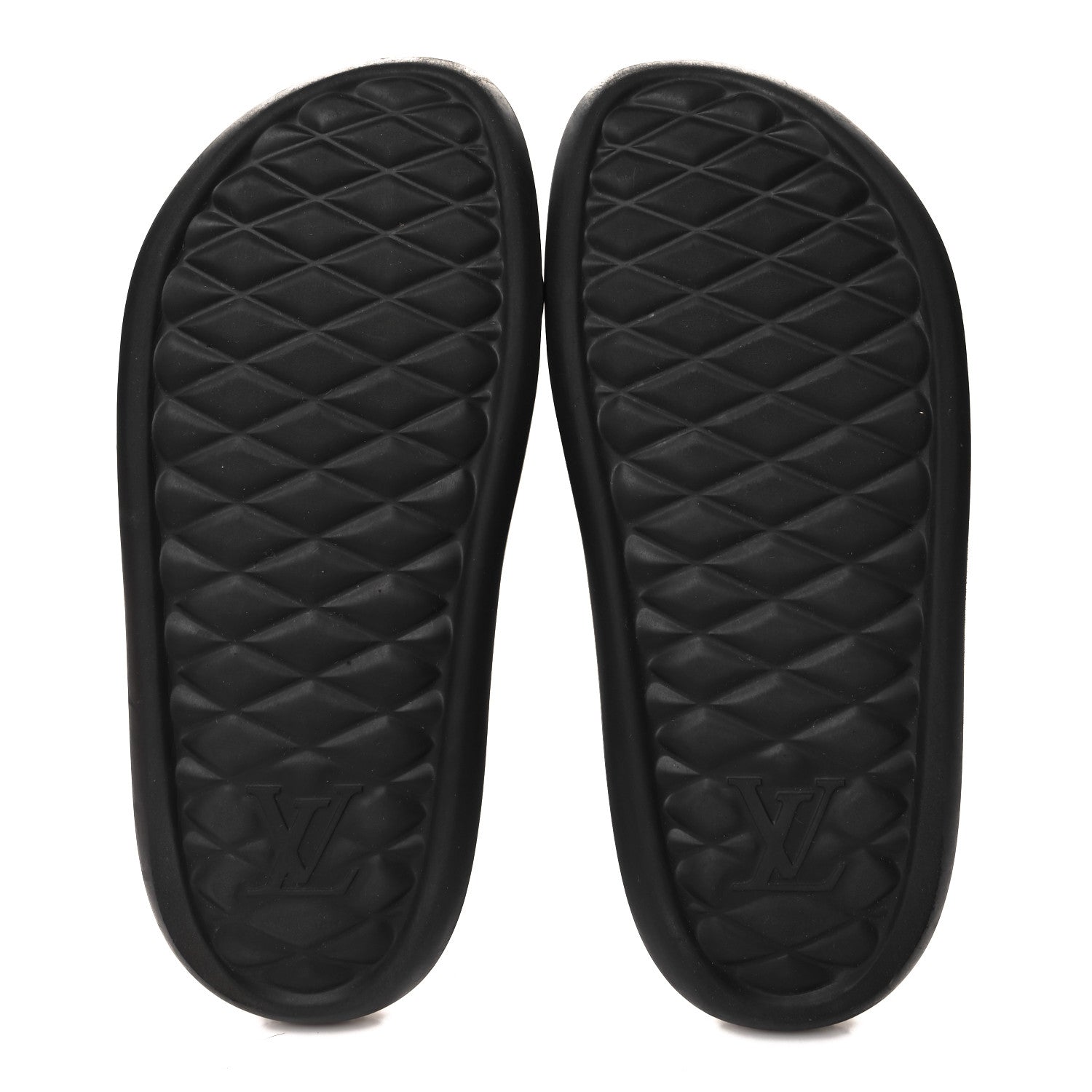Louis Vuitton Rubber Embossed Monogram Mens Waterfront Mules 10 Black 5 of 7