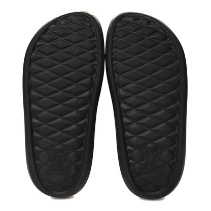 Louis Vuitton Rubber Embossed Monogram Mens Waterfront Mules 10 Black 5 of 7