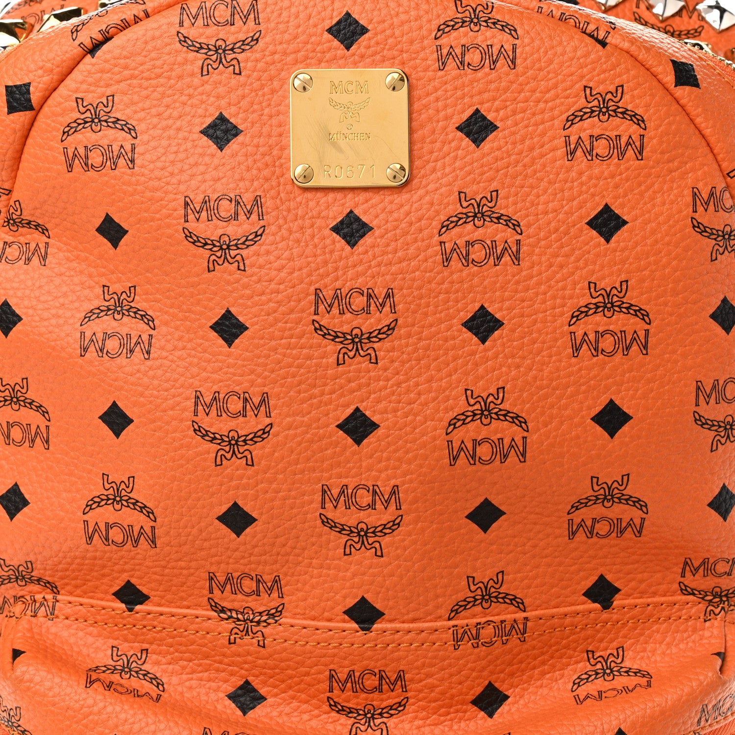 MCM Visetos Crown Stud Medium Stark Backpack Orange 9 of 17