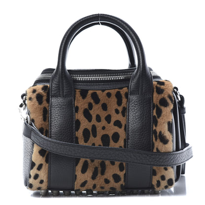 Alexander Wang Kangaroo Fur Mini Rockie Black Cheetah Rhodium Hardware 1 of 10