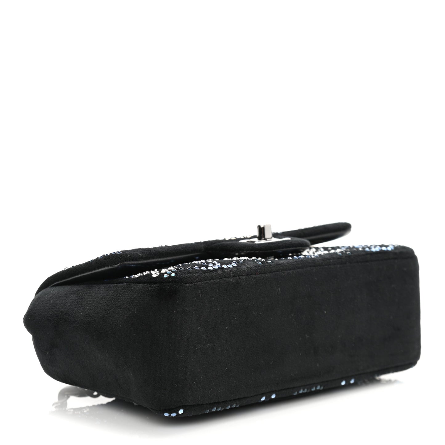 Velvet Crystal Mini Rectangular Flap Black