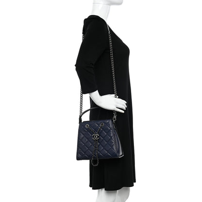 Chanel Caviar Quilted Small CC Bucket Bag Navy 2 of 14