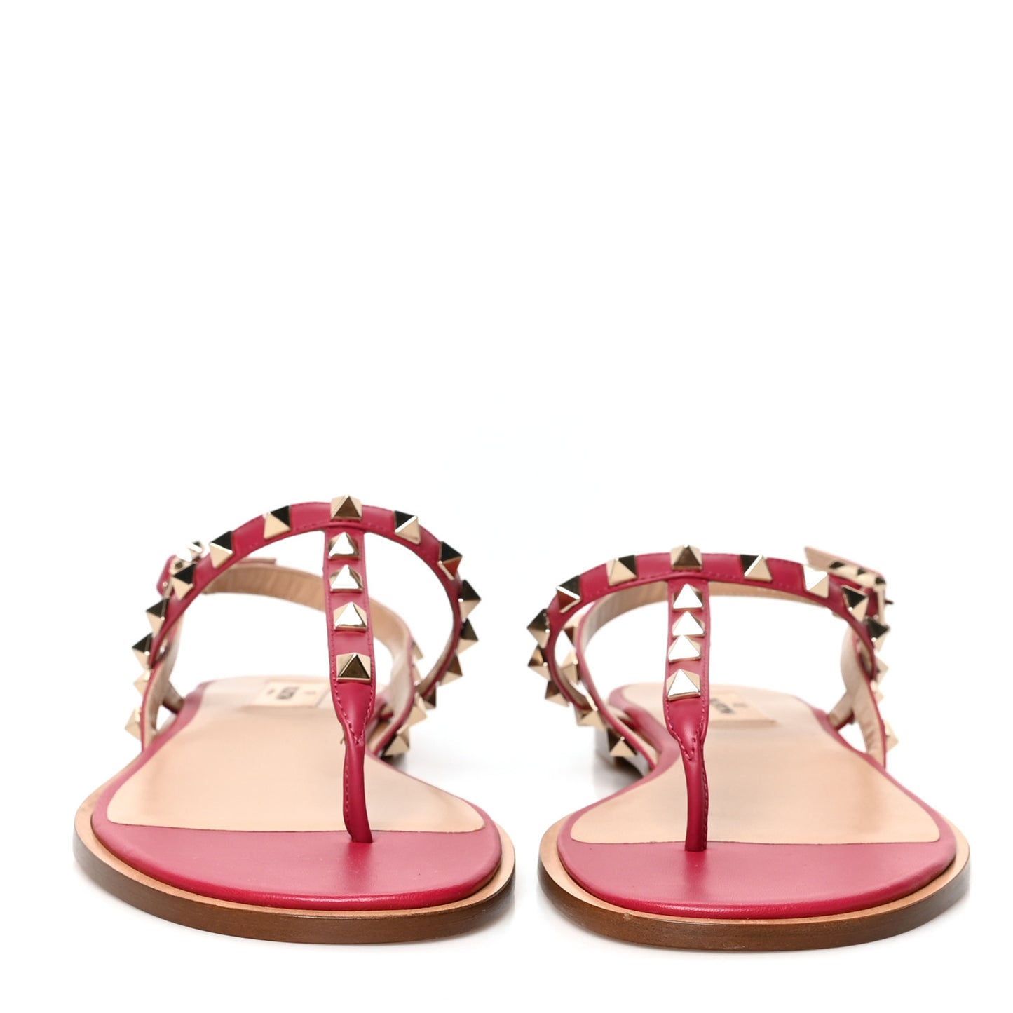 Calfskin Rockstud T-Strap Flat Thong Slingback Sandals 40 Rosso