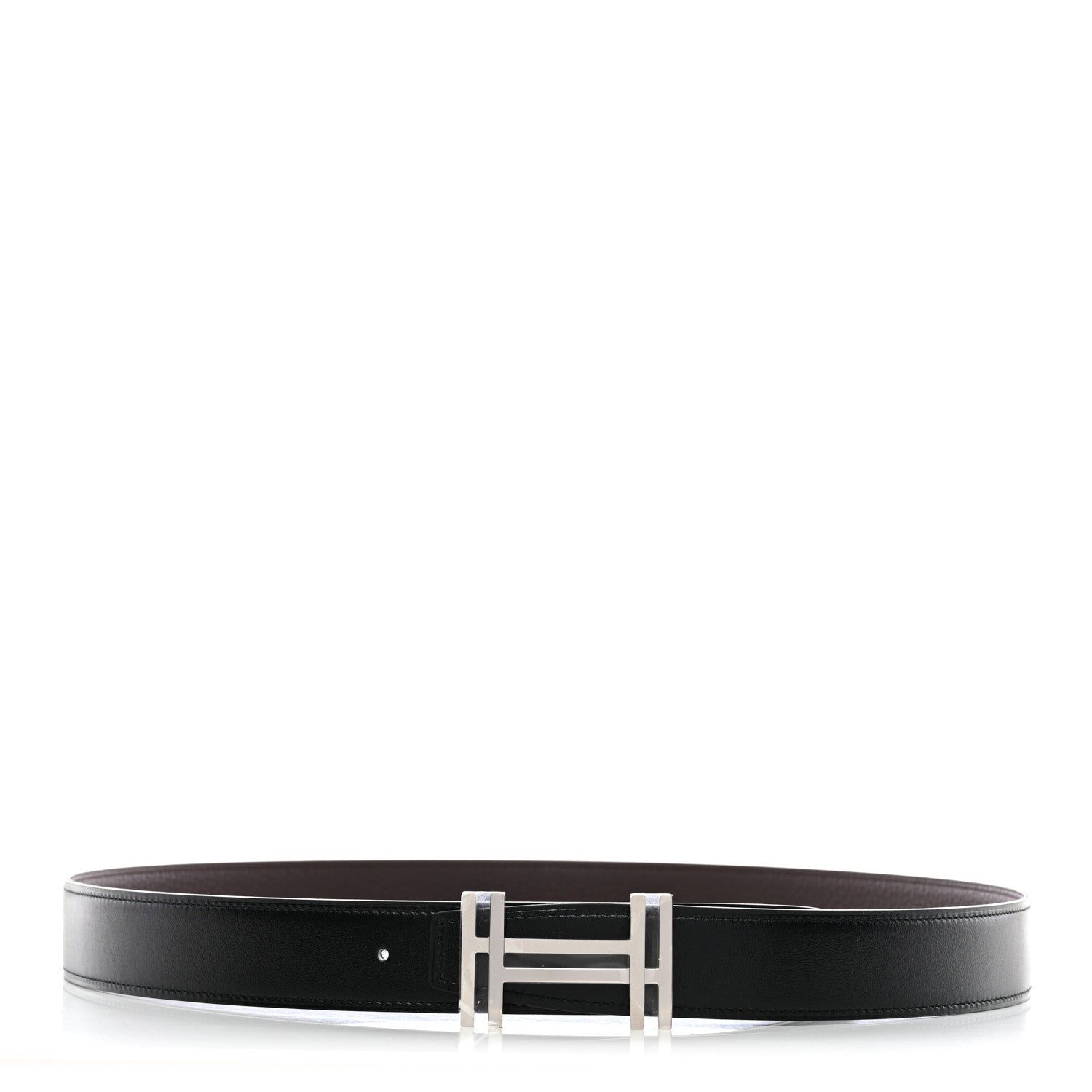 Hermes Box Togo 32mm Au Carre H 100 40 Belt Black Chocolate 1 of 6