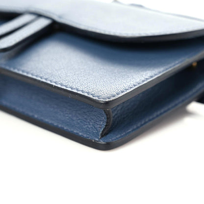 Christian Dior Goatskin Saddle Belt Clutch Denim Blue 8 of 15