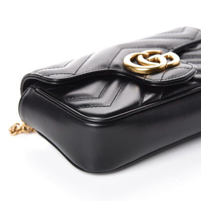 Gucci Calfskin Matelasse Super Mini GG Marmont Shoulder Bag Black 7 of 8