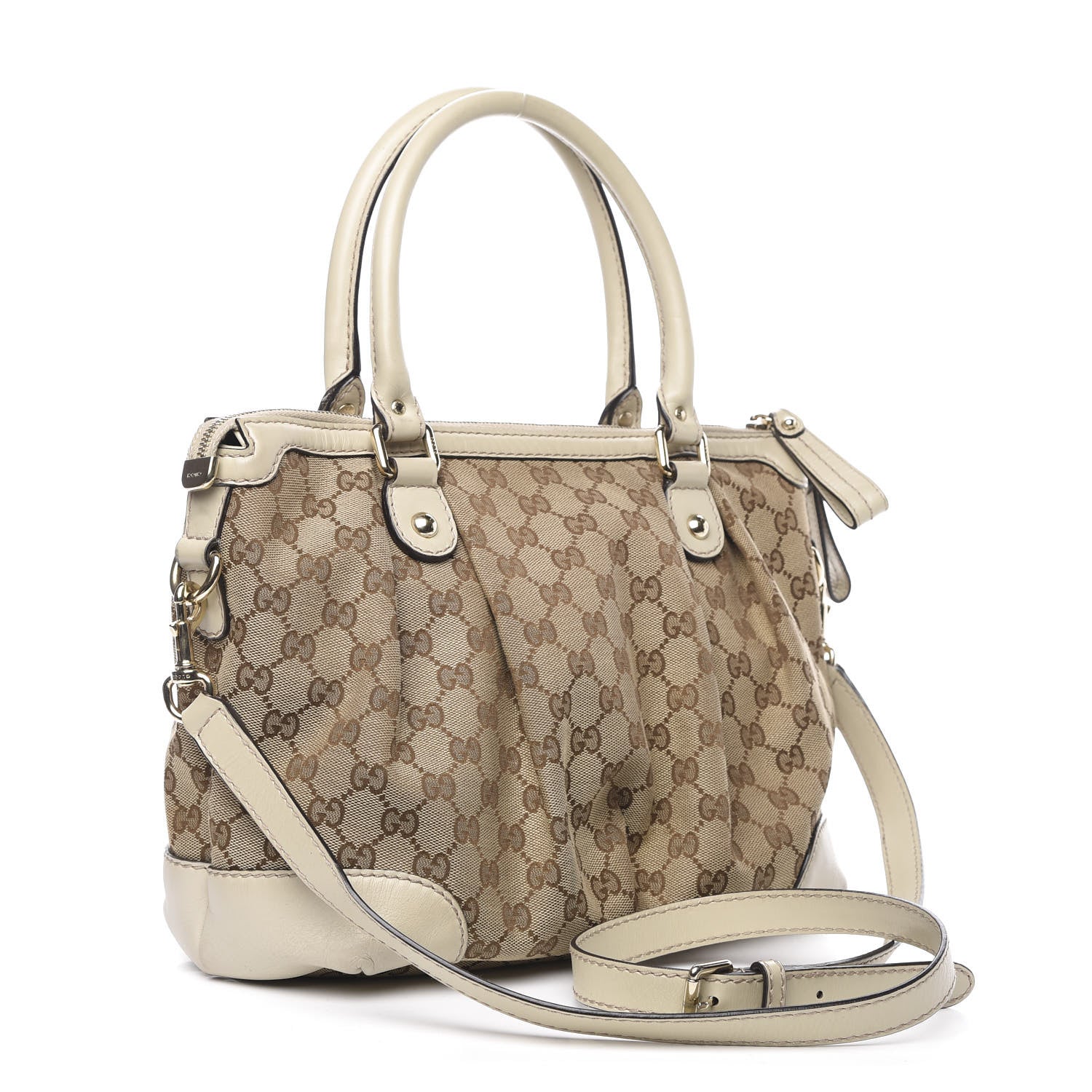 Gucci Monogram Margaux Calfskin Medium Sukey Top Handle Bag Beige Ebony Mystic White 4 of 15