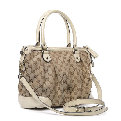 Gucci Monogram Margaux Calfskin Medium Sukey Top Handle Bag Beige Ebony Mystic White 4 of 15