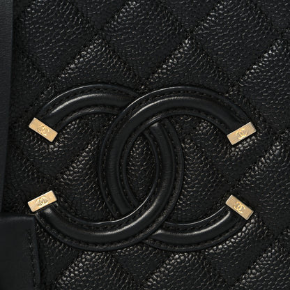 Chanel Caviar Quilted Medium CC Filigree Vanity Case Black 8 of 10