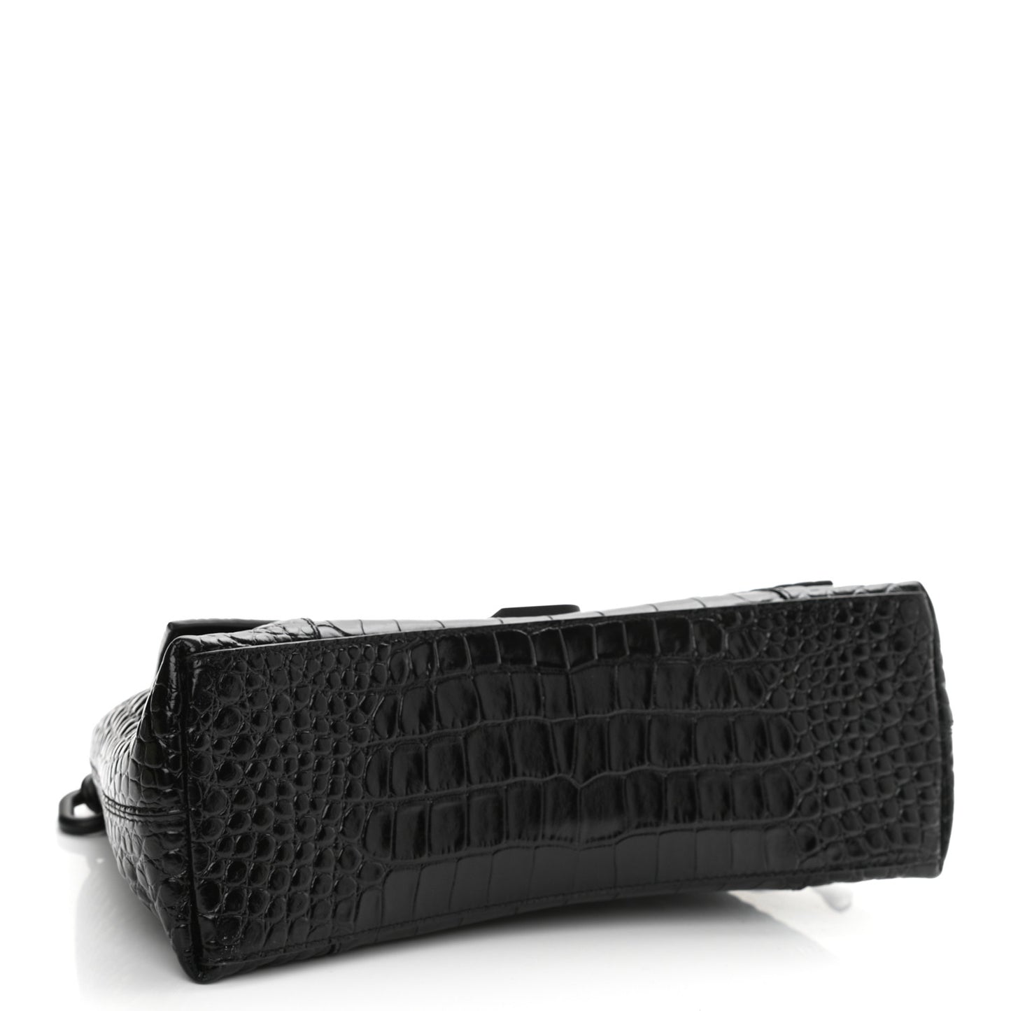 Calfskin Crocodile Embossed Monochrome S Downtown Chain Shoulder Bag Black