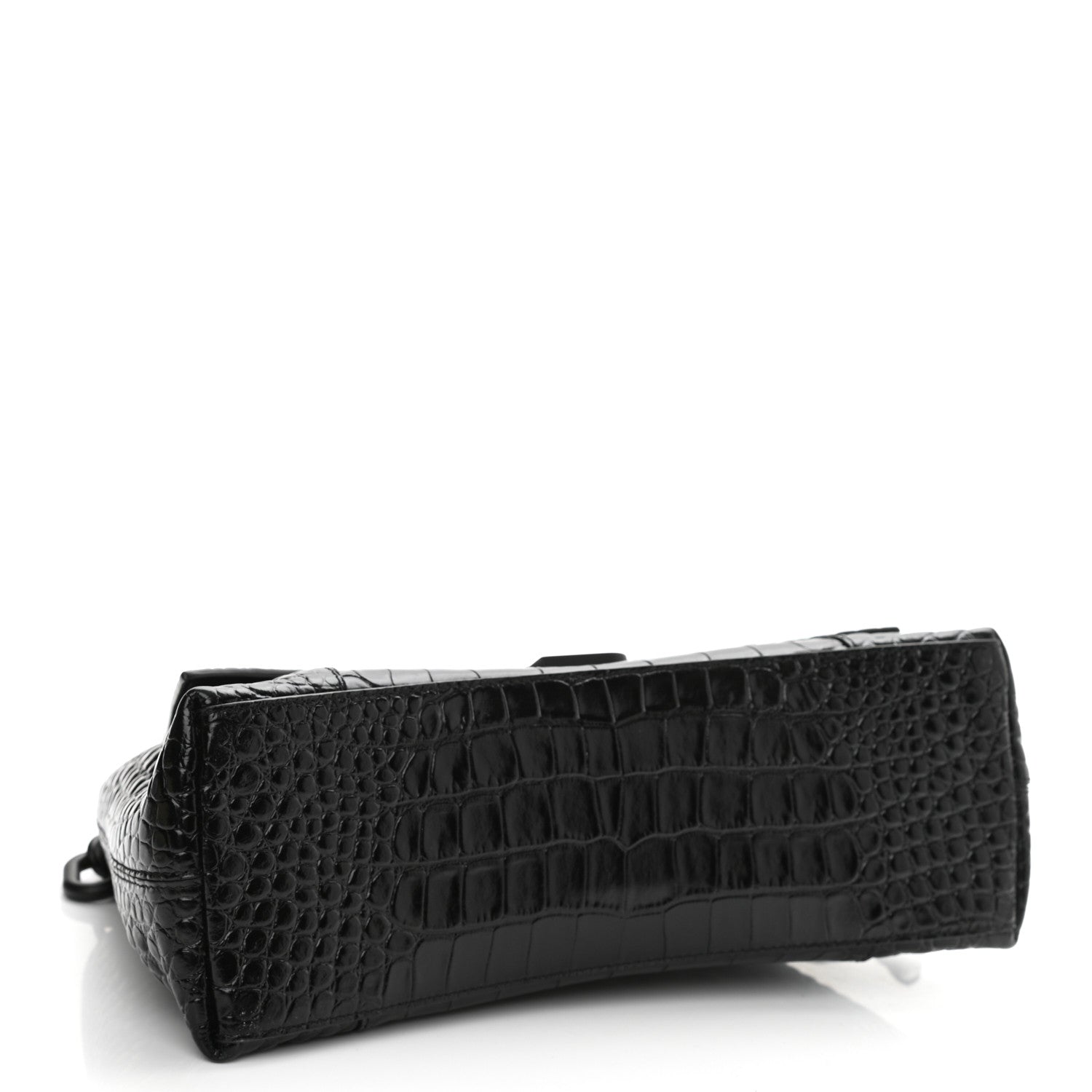 Balenciaga Calfskin Crocodile Embossed Monochrome S Downtown Chain Shoulder Bag Black 4 of 11