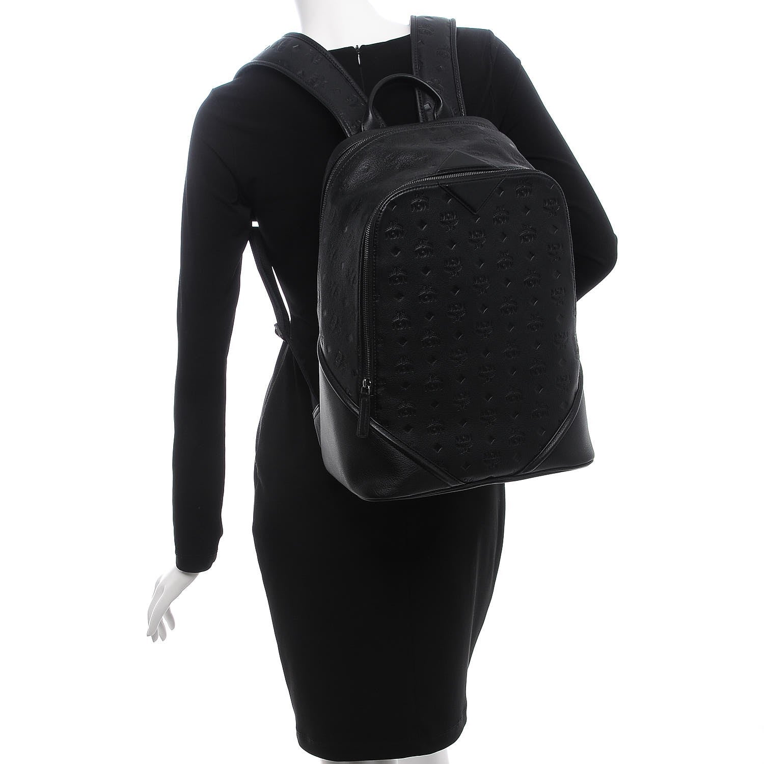 MCM Calfskin Ottomar Monogram Duke Backpack Black 3 of 12
