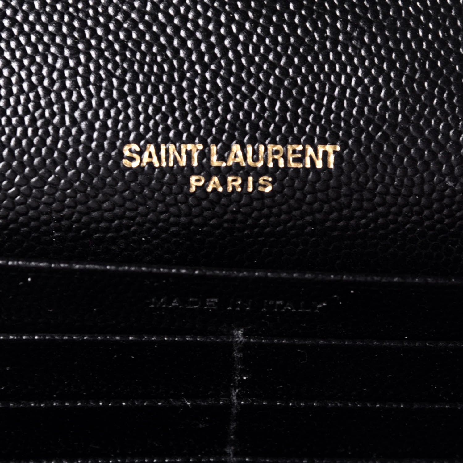 Saint Laurent Grain De Poudre Matelasse Chevron Medium Monogram Chain Wallet Black 6 of 9