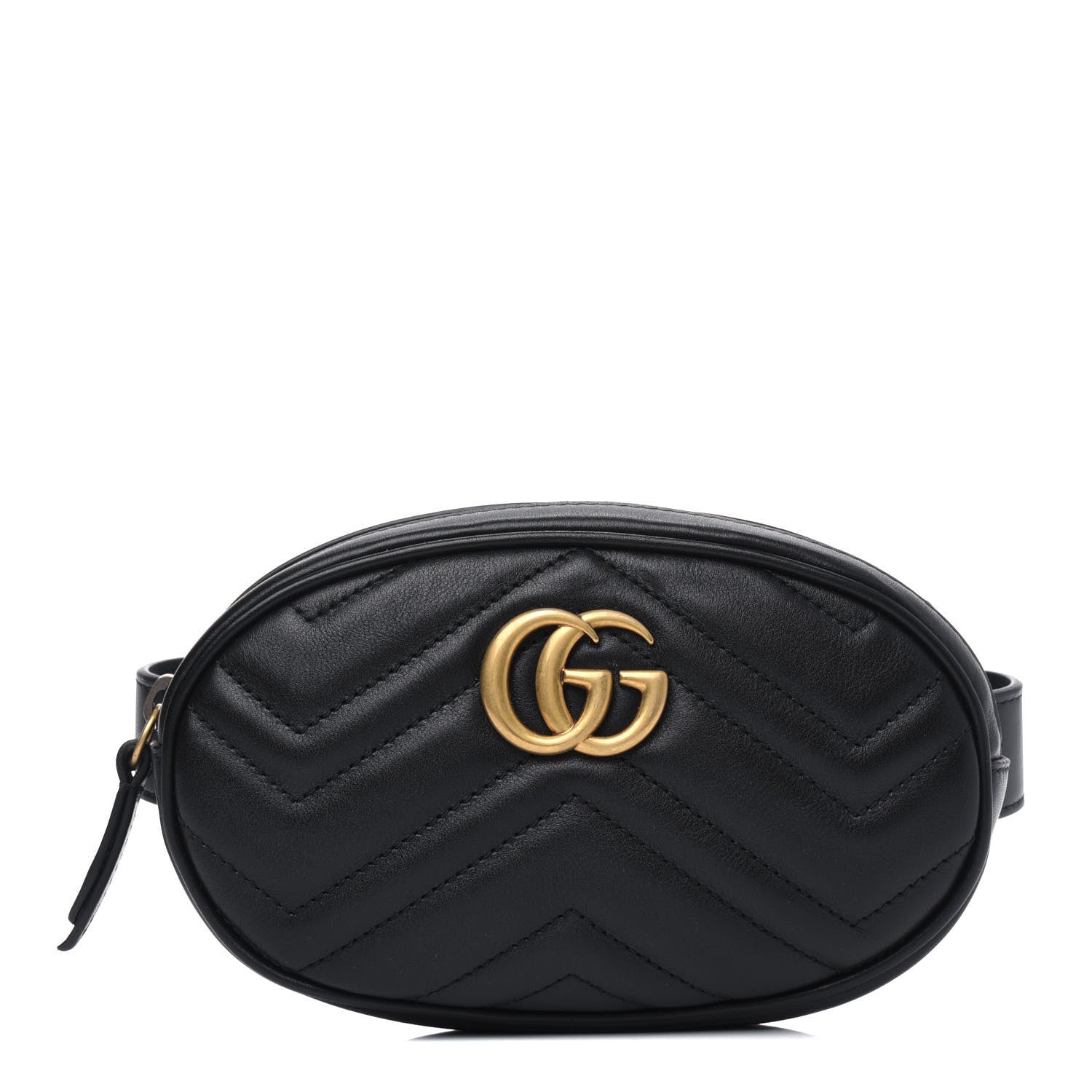 Gucci Calfskin Matelasse GG Marmont Belt Bag 85 34 Black 1 of 4