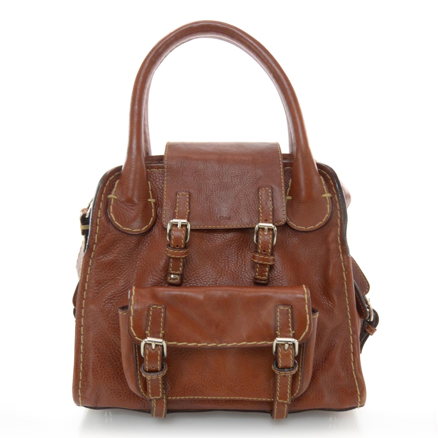 Chloe Leather Edith Satchel Brown 1 of 6